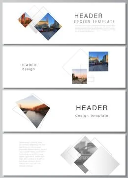 Vector layout of headers, banner design templates with geometric simple shapes Stock Illustration