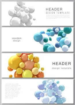 Vector layout of headers, banner templates for website footer design, horizontal Stock Illustration