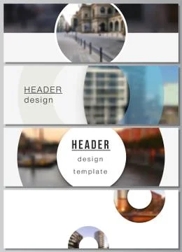 Vector layout of headers, banner templates for website footer design, horizontal Stock Illustration