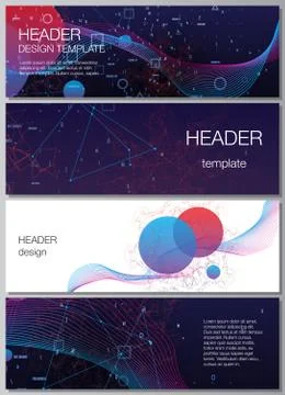 Vector layout of headers, banner templates for website footer design, horizontal 库存插图