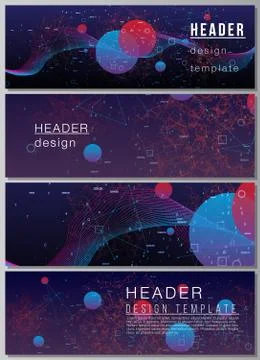 Vector layout of headers, banner templates for website footer design, horizontal Illustrazione stock