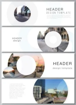 Vector layout of headers, banner templates for website footer design, horizontal Stock Illustration