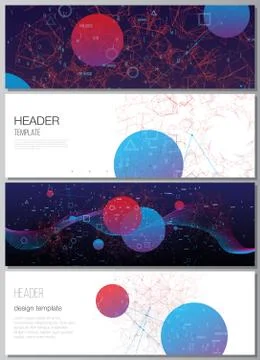 Vector layout of headers, banner templates for website footer design, horizontal Illustrazione stock