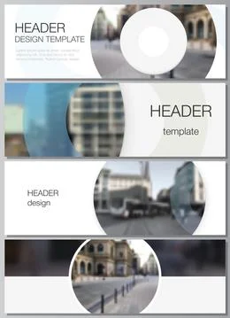 Vector layout of headers, banner templates for website footer design, horizontal Stock Illustration