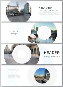 Vector layout of headers, banner templates for website footer design, horizontal Stock Illustration