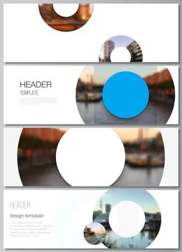 Vector layout of headers, banner templates for website footer design, horizontal Stock Illustration