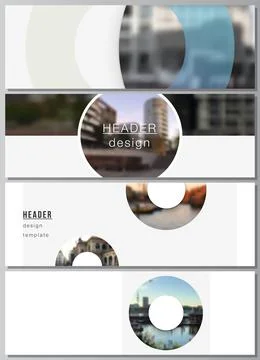 Vector layout of headers, banner templates for website footer design, horizontal Stock Illustration