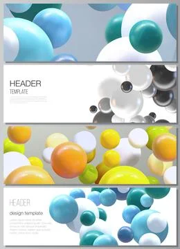 Vector layout of headers, banner templates for website footer design, horizontal Stock Illustration
