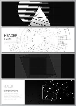 Vector layout of headers, banner templates for website footer design, horizontal Stock Illustration