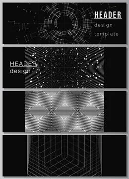 Vector layout of headers, banner templates for website footer design, horizontal Illustrazione stock