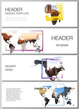 Vector layout of headers, banner templates for website footer design, horizontal Stock Illustration