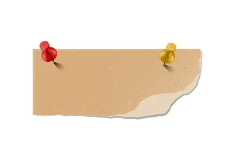 Vector layout made of kraft paper with torn edges and nails. Stock Illustration