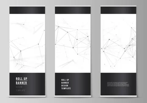 The vector layout of roll up banner stands, vertical flyers, flags design Stockillustratie