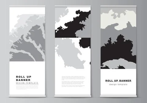 Vector layout of roll up mockup design template for vertical flyers, flags Stock Illustration