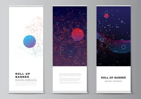 Vector layout of roll up mockup templates for vertical flyers, flags design 스톡 일러스트