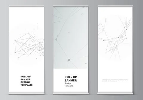 Vector layout of roll up mockup templates for vertical flyers, flags design Stock Illustration
