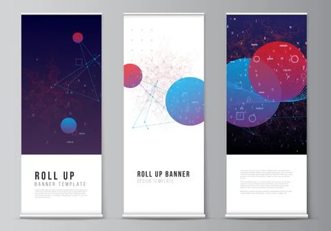 Vector layout of roll up mockup templates for vertical flyers, flags design 库存插图