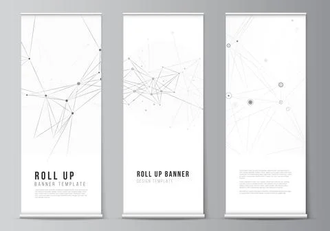Vector layout of roll up mockup templates for vertical flyers, flags design Stock Illustration