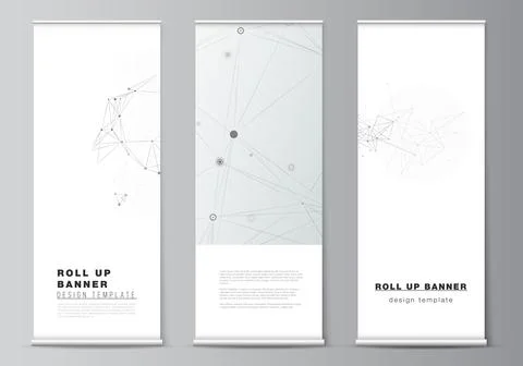 Vector layout of roll up mockup templates for vertical flyers, flags design Stock Illustration