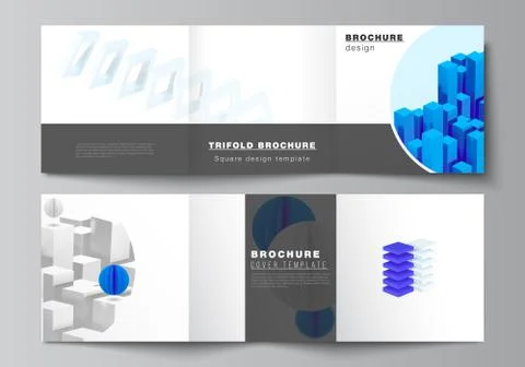 Vector layout of square covers design templates for trifold brochure, flyer Stock Illustration