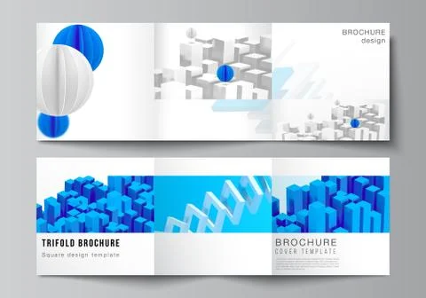 Vector layout of square covers design templates for trifold brochure, flyer Illustrazione stock