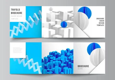 Vector layout of square covers design templates for trifold brochure, flyer Illustrazione stock