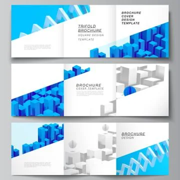 Vector layout of square covers design templates for trifold brochure, flyer Stock Illustration