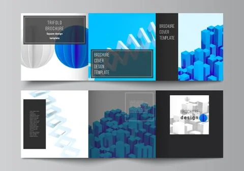 Vector layout of square covers design templates for trifold brochure, flyer 스톡 일러스트