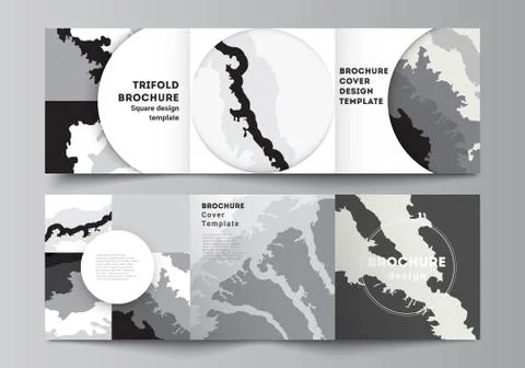 Vector layout of square covers design templates for trifold brochure, flyer Stock Illustration