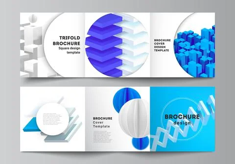 Vector layout of square covers design templates for trifold brochure, flyer Illustrazione stock