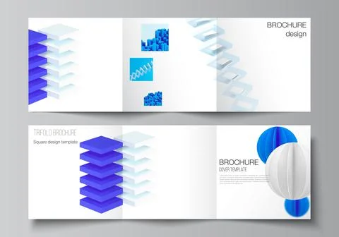 Vector layout of square covers design templates for trifold brochure, flyer Illustrazione stock
