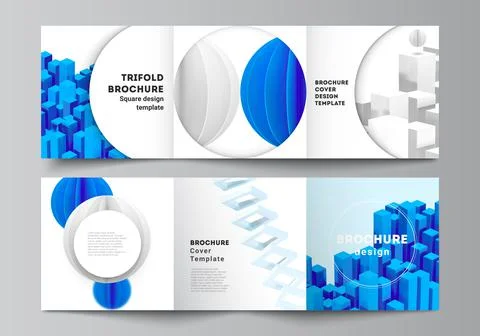 Vector layout of square covers design templates for trifold brochure, flyer Stock Illustration