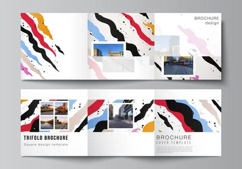 Vector layout of square covers design templates for trifold brochure, flyer Stock Illustration