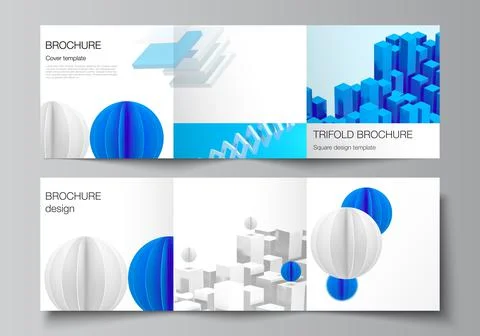 Vector layout of square covers design templates for trifold brochure, flyer Stock Illustration