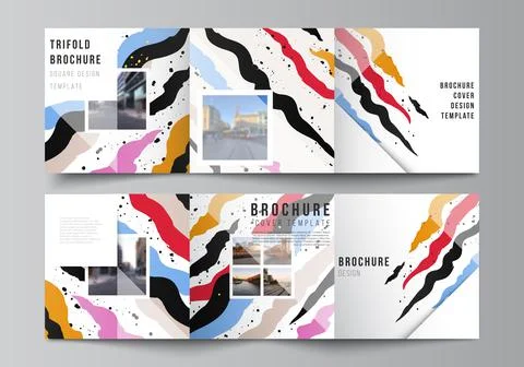 Vector layout of square covers design templates for trifold brochure, flyer Stock Illustration