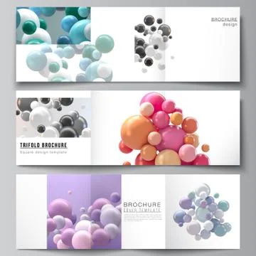 Vector layout of square covers templates for trifold brochure, flyer, magazine Stock Illustration