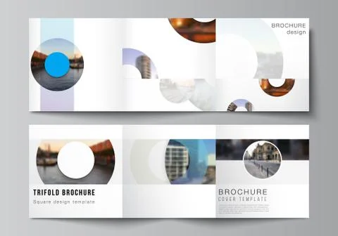 Vector layout of square covers templates for trifold brochure, flyer, magazine Stock Illustration