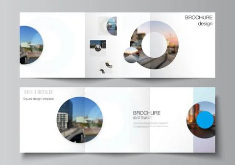 Vector layout of square covers templates for trifold brochure, flyer, magazine Stock Illustration
