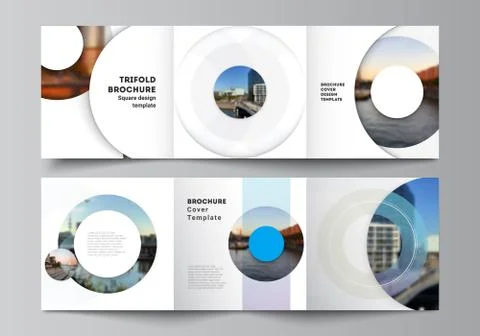 Vector layout of square covers templates for trifold brochure, flyer, magazine Stock Illustration