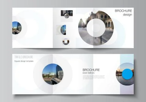 Vector layout of square covers templates for trifold brochure, flyer, magazine Stock Illustration