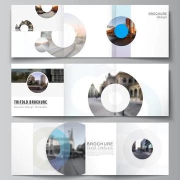 Vector layout of square covers templates for trifold brochure, flyer, magazine Stock Illustration