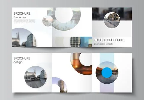 Vector layout of square covers templates for trifold brochure, flyer, magazine Stock Illustration