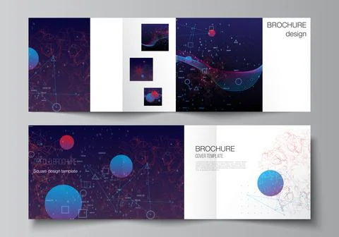 Vector layout of square covers templates for trifold brochure, flyer, cover Illustrazione stock