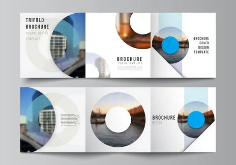 Vector layout of square covers templates for trifold brochure, flyer, magazine Stock Illustration