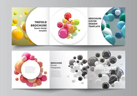 Vector layout of square covers templates for trifold brochure, flyer, magazine Stock Illustration