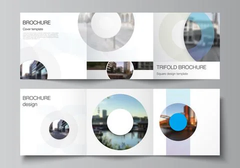 Vector layout of square covers templates for trifold brochure, flyer, magazine Stock Illustration