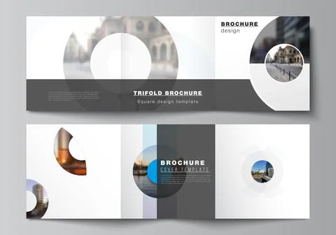 Vector layout of square covers templates for trifold brochure, flyer, magazine Stock Illustration