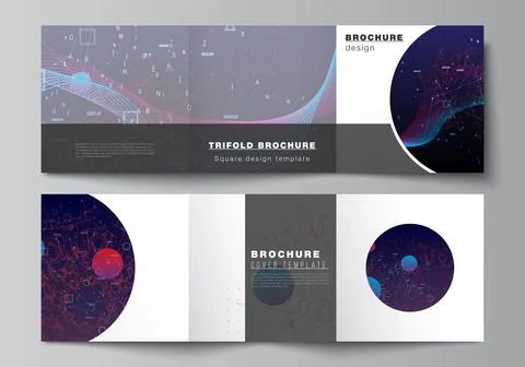 Vector layout of square covers templates for trifold brochure, flyer, cover Illustrazione stock