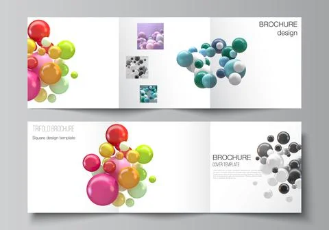 Vector layout of square covers templates for trifold brochure, flyer, magazine Stock Illustration