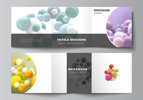 Vector layout of square covers templates for trifold brochure, flyer, magazine Stock Illustration